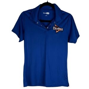 Doritos Women's Button V-Neck Embroidered Doritos Logo Short‎ Sleeve Top Size S
